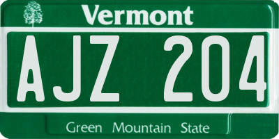 VT license plate AJZ204