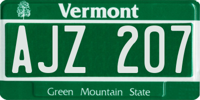 VT license plate AJZ207