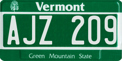 VT license plate AJZ209
