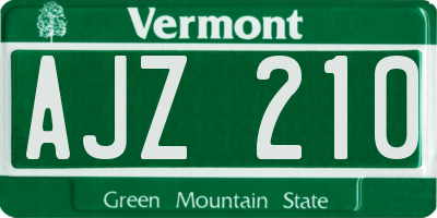 VT license plate AJZ210