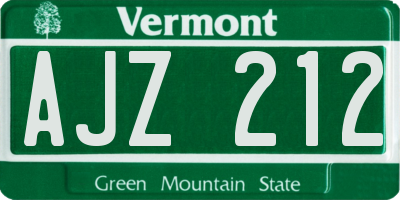 VT license plate AJZ212