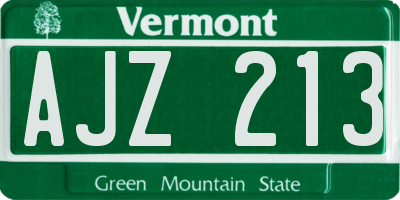 VT license plate AJZ213