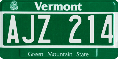 VT license plate AJZ214