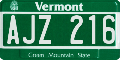 VT license plate AJZ216