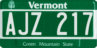 VT license plate AJZ217