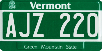 VT license plate AJZ220