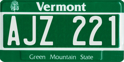 VT license plate AJZ221