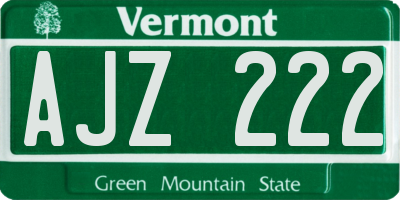 VT license plate AJZ222