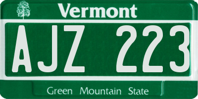 VT license plate AJZ223