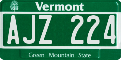 VT license plate AJZ224
