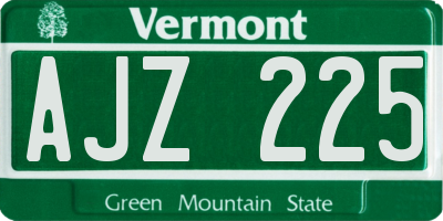VT license plate AJZ225