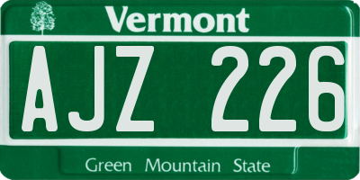 VT license plate AJZ226