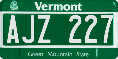 VT license plate AJZ227
