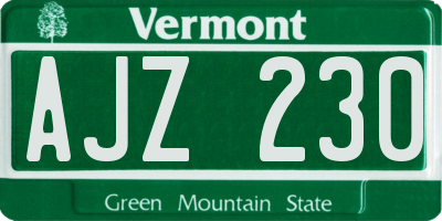 VT license plate AJZ230
