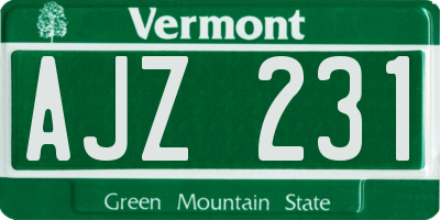 VT license plate AJZ231