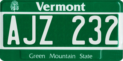 VT license plate AJZ232