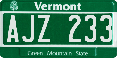 VT license plate AJZ233