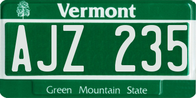VT license plate AJZ235
