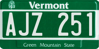 VT license plate AJZ251