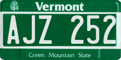 VT license plate AJZ252