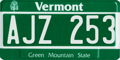 VT license plate AJZ253