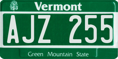 VT license plate AJZ255