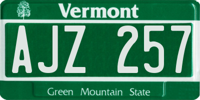 VT license plate AJZ257