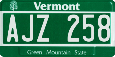 VT license plate AJZ258