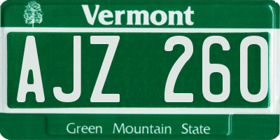 VT license plate AJZ260