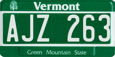 VT license plate AJZ263