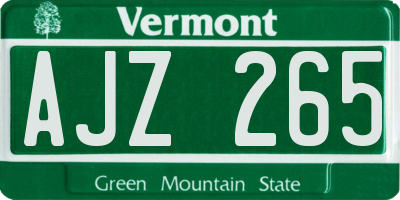 VT license plate AJZ265