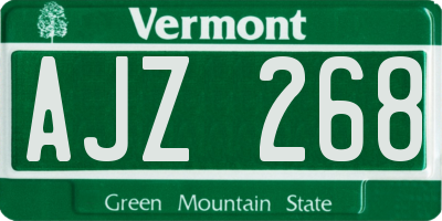 VT license plate AJZ268