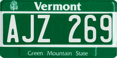 VT license plate AJZ269