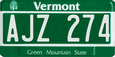 VT license plate AJZ274