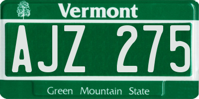 VT license plate AJZ275