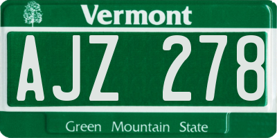 VT license plate AJZ278