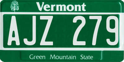 VT license plate AJZ279