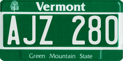 VT license plate AJZ280