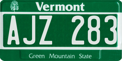 VT license plate AJZ283