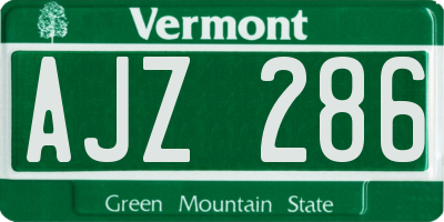 VT license plate AJZ286