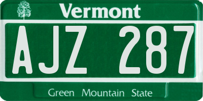 VT license plate AJZ287