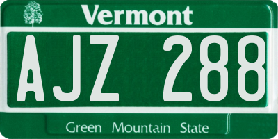 VT license plate AJZ288