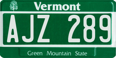 VT license plate AJZ289