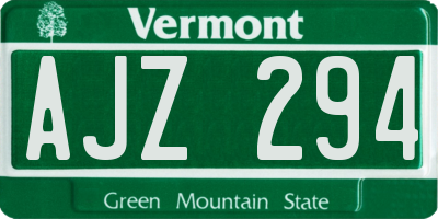 VT license plate AJZ294