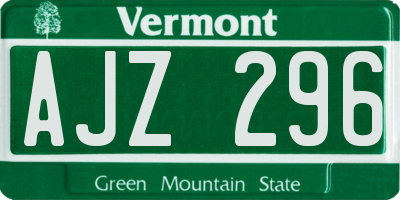 VT license plate AJZ296