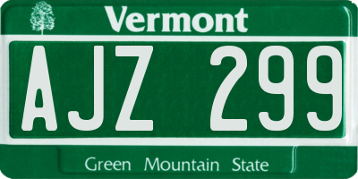VT license plate AJZ299