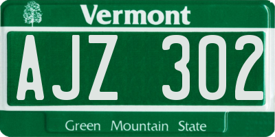 VT license plate AJZ302