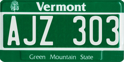 VT license plate AJZ303