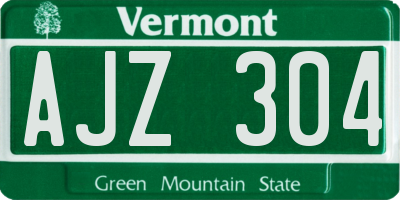 VT license plate AJZ304