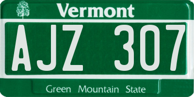 VT license plate AJZ307